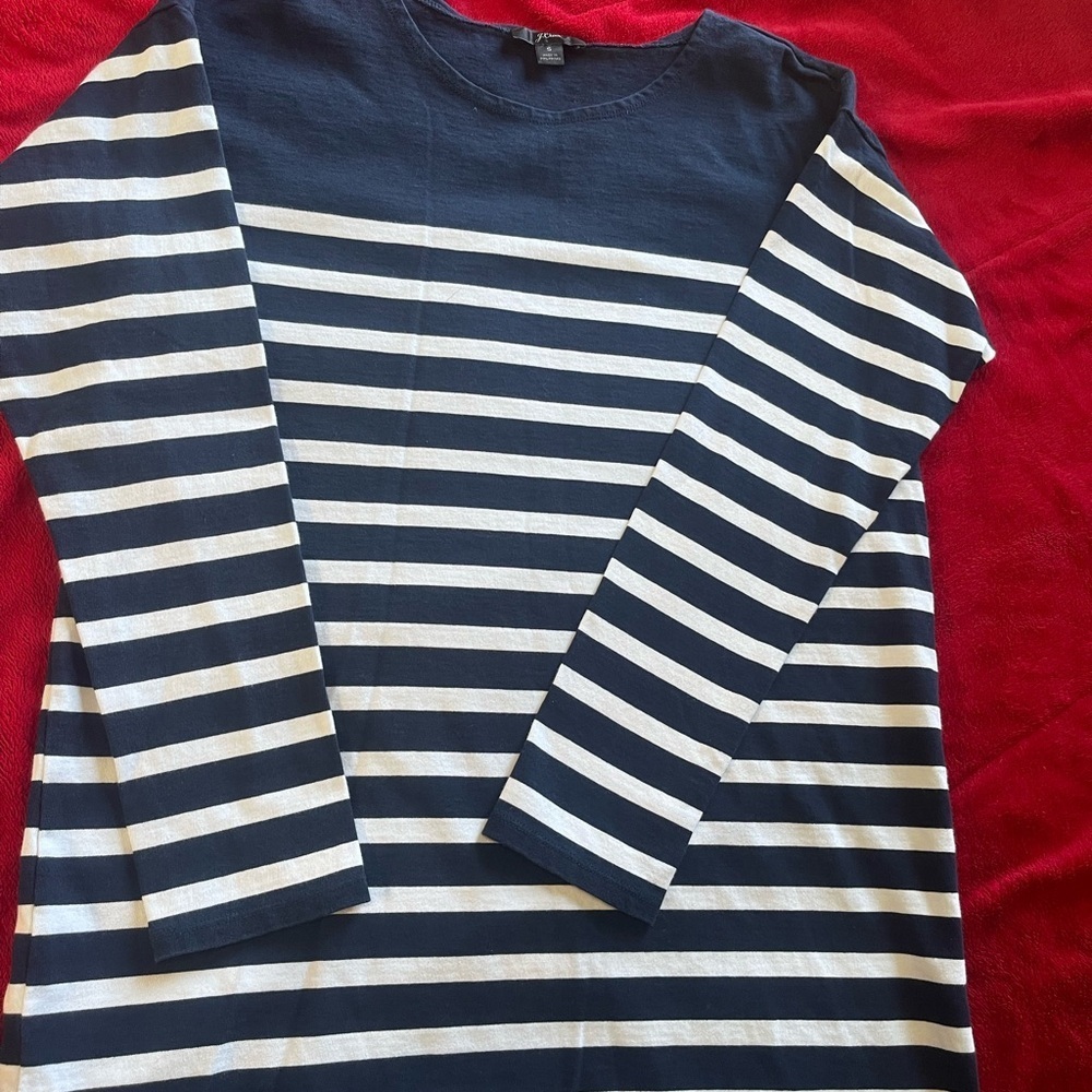 J. Crew Navy and White Striped Tunic - Picture 3 of 4